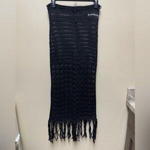 Black Crochet Fringe Skirt